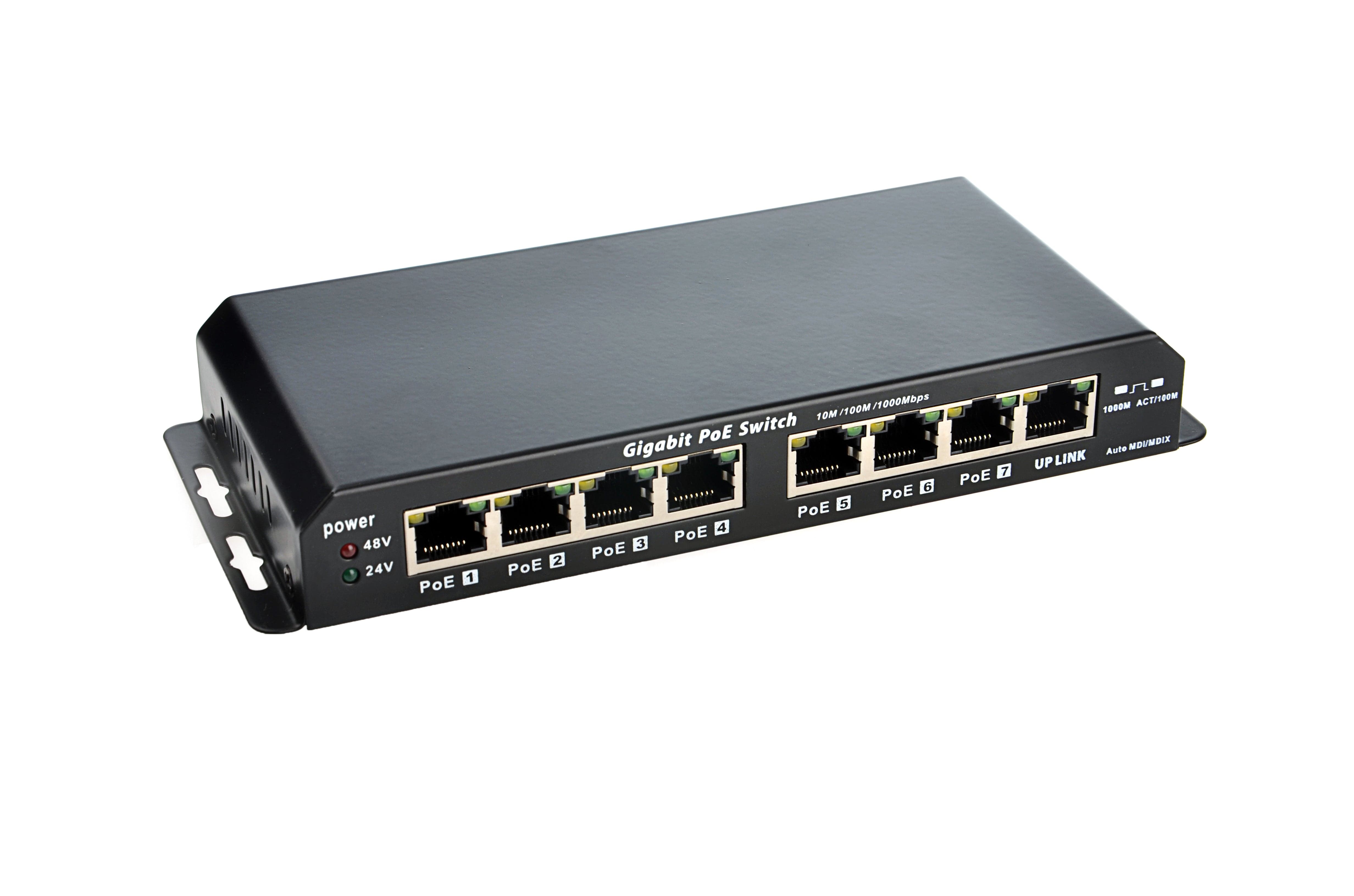 POE Texas 8 Port Gigabit PoE Switch with 48 Volt 120 Watt Power Supply