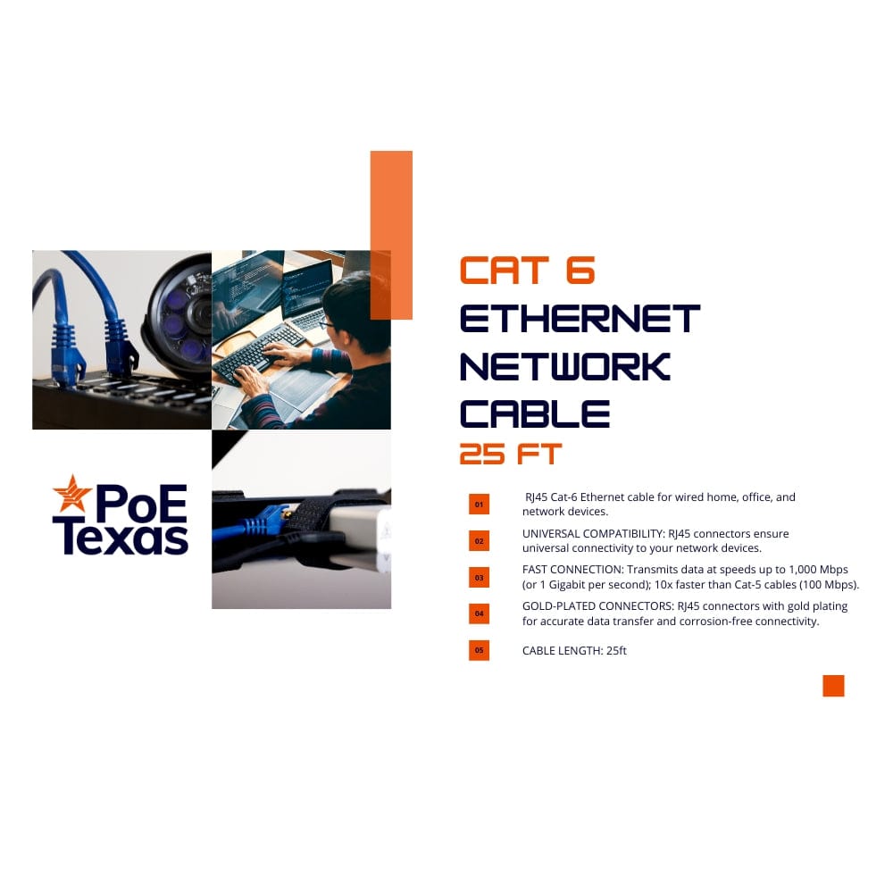 POE Texas Accessories CAT 6 Patch Cable 25 ft