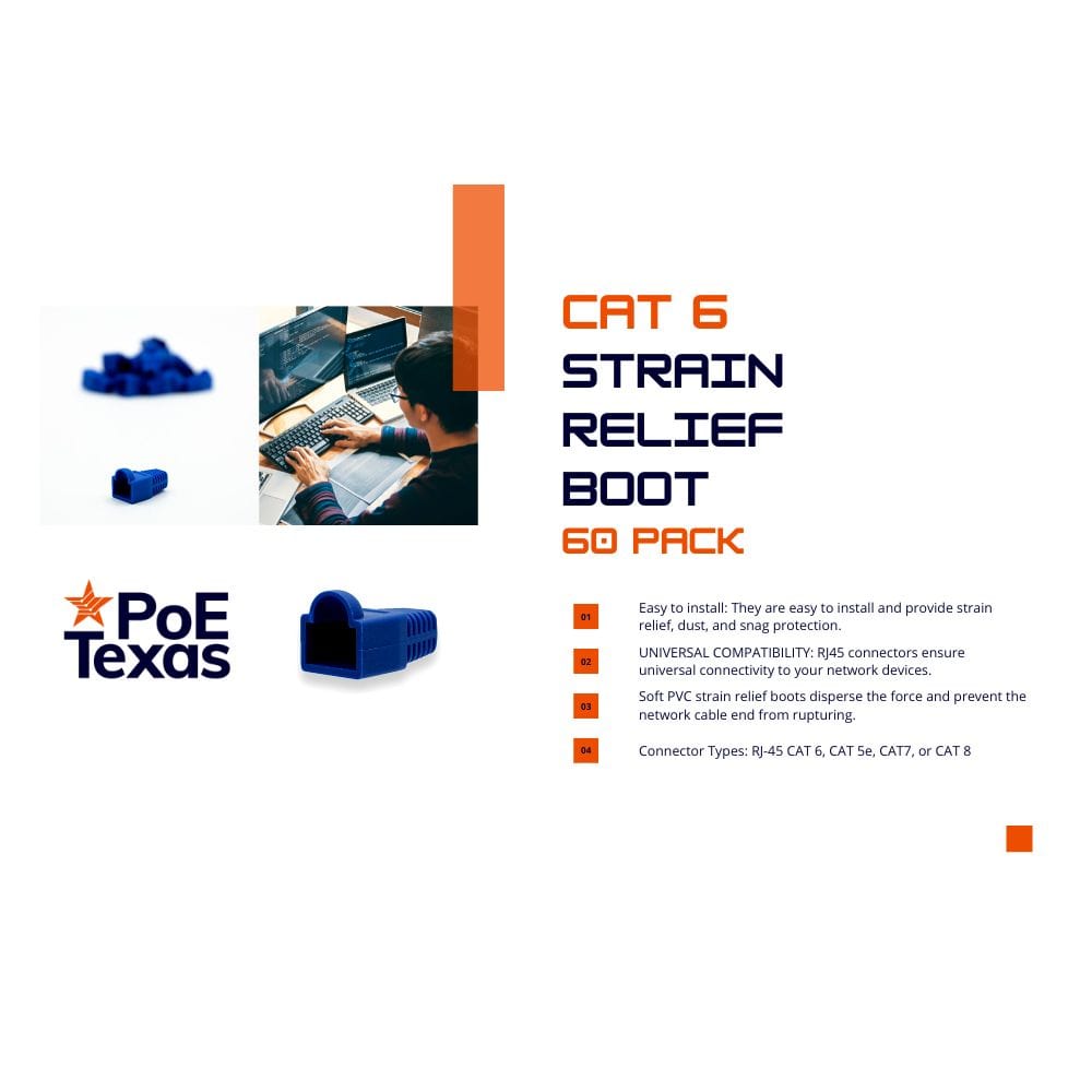 POE Texas Accessories CAT 6 RJ-45 Strain Relief Boot 60 Pack
