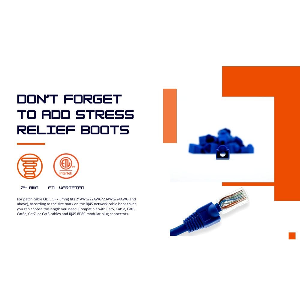 POE Texas Accessories CAT 6 RJ-45 Strain Relief Boot 60 Pack
