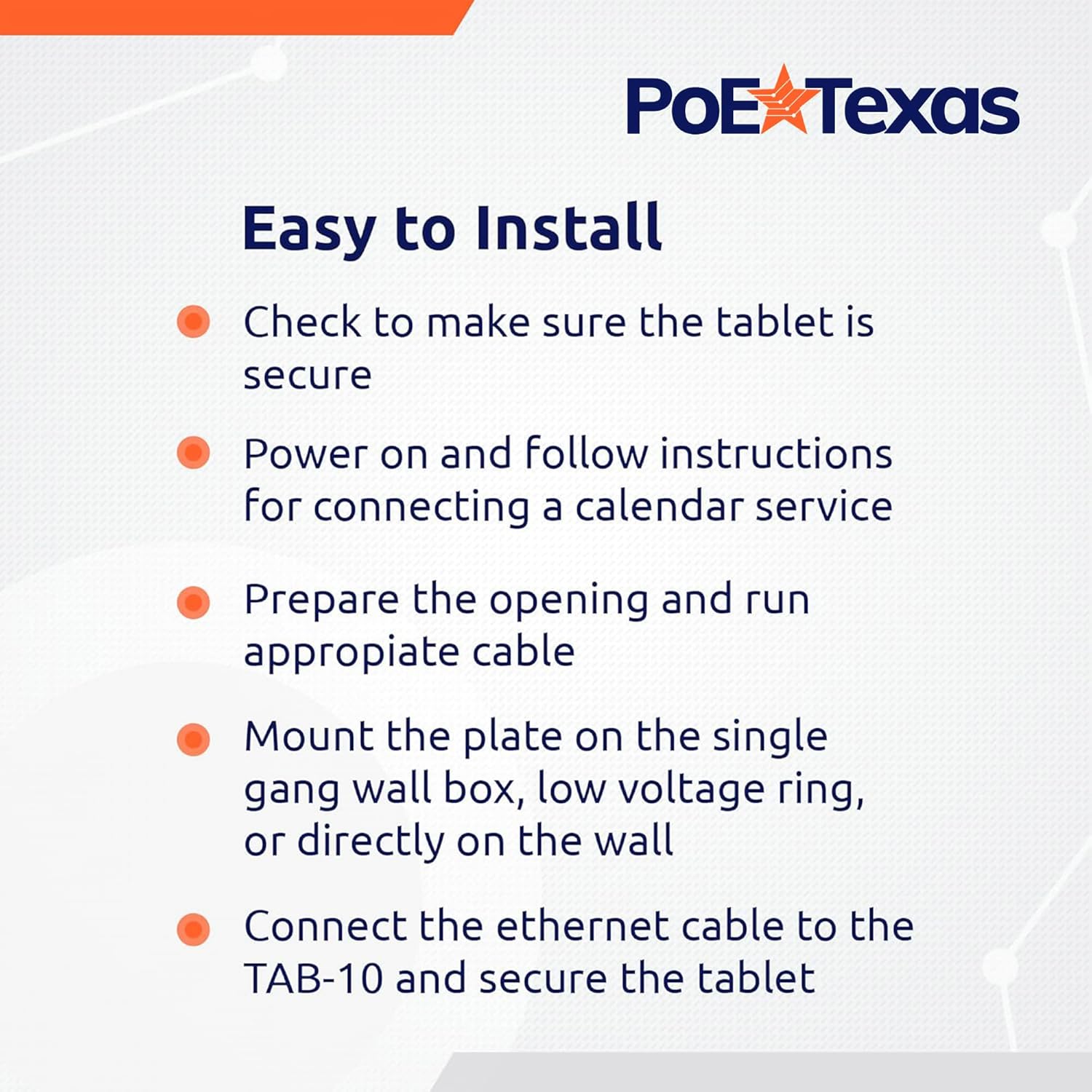 PoE Texas Display 10" Touchscreen Room Scheduler with Highly Visible LED Ring