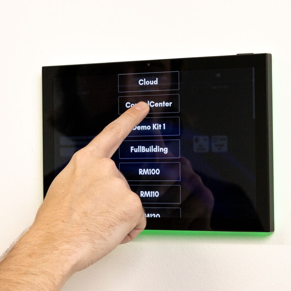 PoE Texas Display 10" Touchscreen Room Scheduler with Highly Visible LED Ring and MeetingPortal App