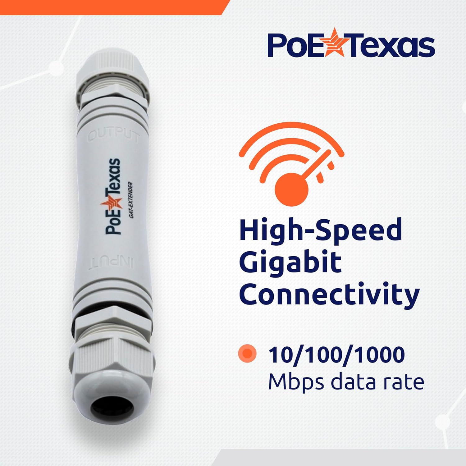 POE Texas Extender IEEE 802.3af/at Gigabit Outdoor Power Over Ethernet Extender IP67 Rated