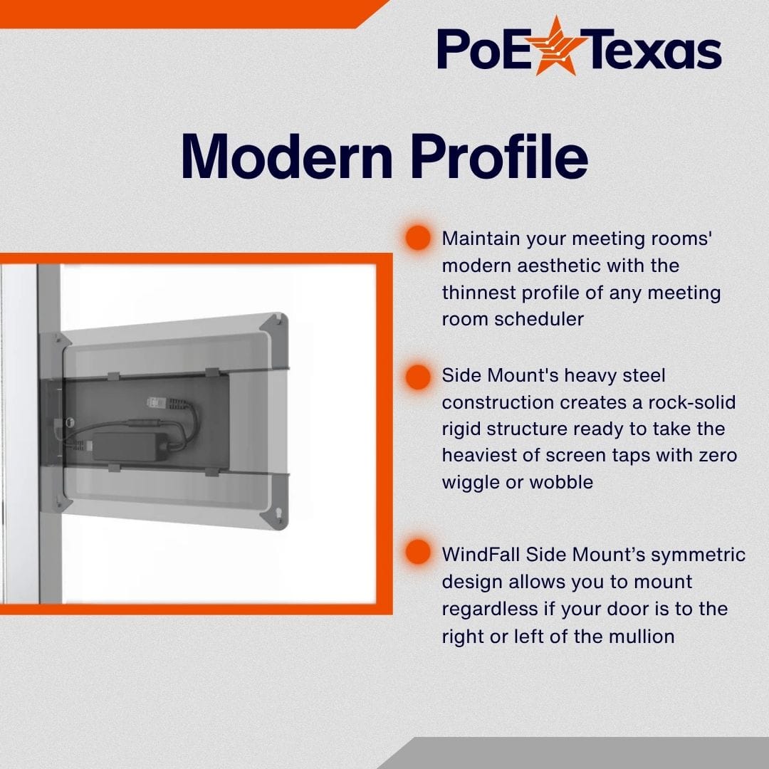 POE Texas For Tablets Heckler Side Mount Secure iPad Enclosure and Display with PoE for Digital Signage, Conference Room Schedulers, and More - Fits 9.7" iPad Air, iPad Pro and iPad - PoE Included
