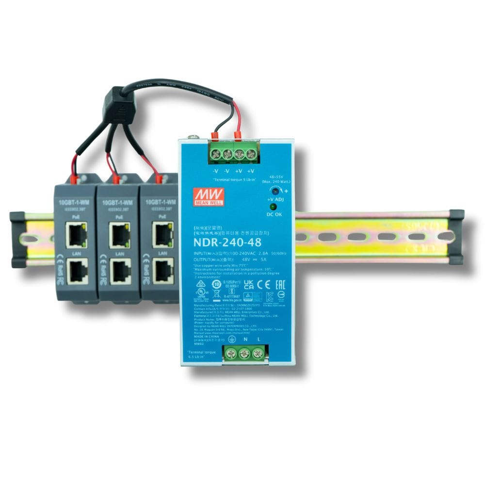 PoE Texas Injector 10 Gigabit PoE++ (802.3bt) 3-port Injector kit with 48 Volt 240 Watt Output with Power Supply