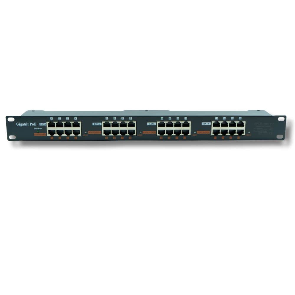 PoE Texas Injector 16 Port Gigabit Mode A Rack Mount PoE Injector (Power Supply Not Included)