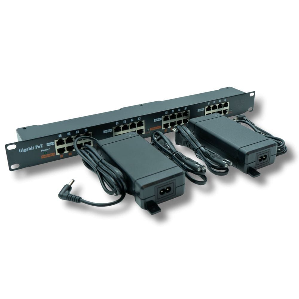 PoE Texas Injector 16 Port Gigabit Mode A Rack Mount PoE Injector with 48 Volt 240 Watt Power Budget