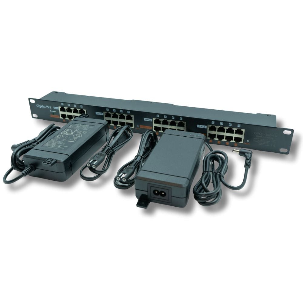 PoE Texas Injector 16 Port Gigabit Mode A Rack Mount PoE Injector with 48 Volt 240 Watt Power Budget