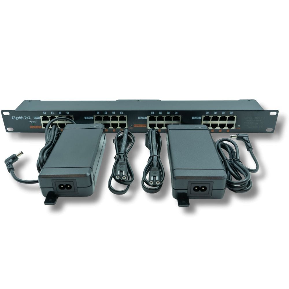 PoE Texas Injector 16 Port Gigabit Mode A Rack Mount PoE Injector with 48 Volt 240 Watt Power Budget