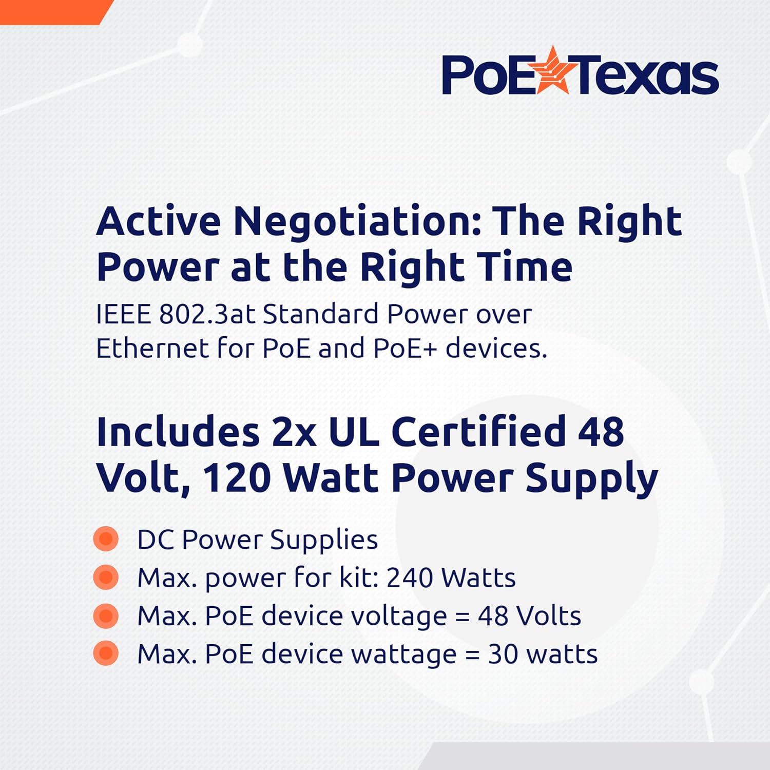 PoE Texas Injector 24 Port Active PoE Injector with 56 Volt Output and 240 Watt Budget