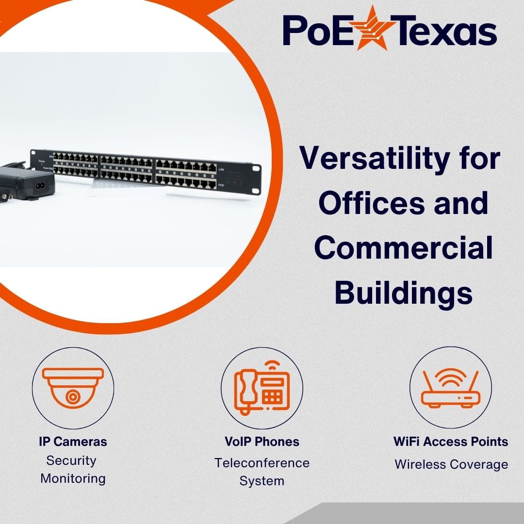 PoE Texas Injector 24-Port Rack Mount 10/100 PoE Injector with 24 Volt 120 Watt Power Supply