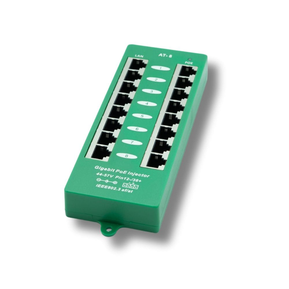 PoE Texas Injector 8 Port Active Gigabit Mode A PoE Injector with 56 Volt 120 Watt Power Supply