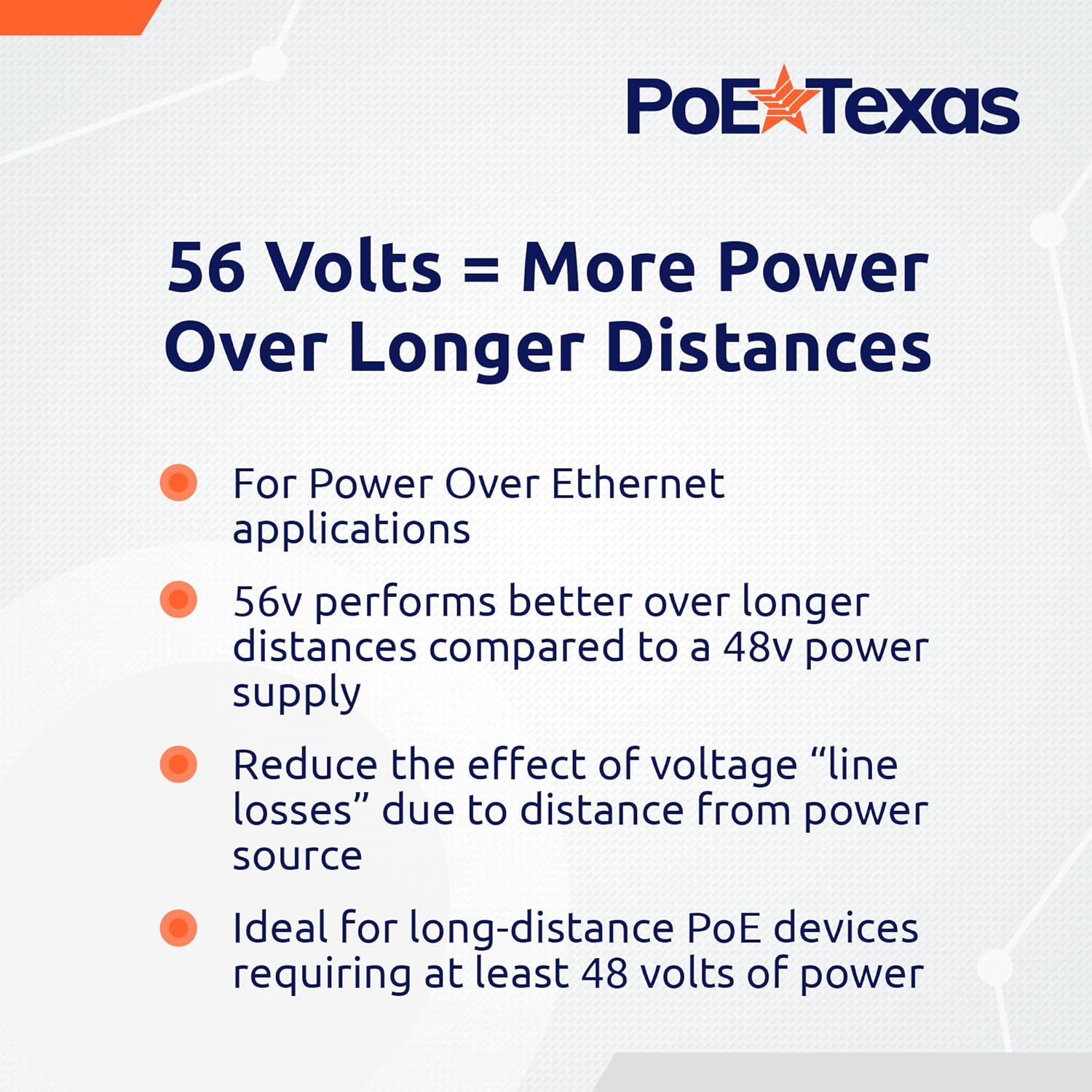 PoE Texas Power Supplies Power Supply 56V 120W - UL/FCC Certified