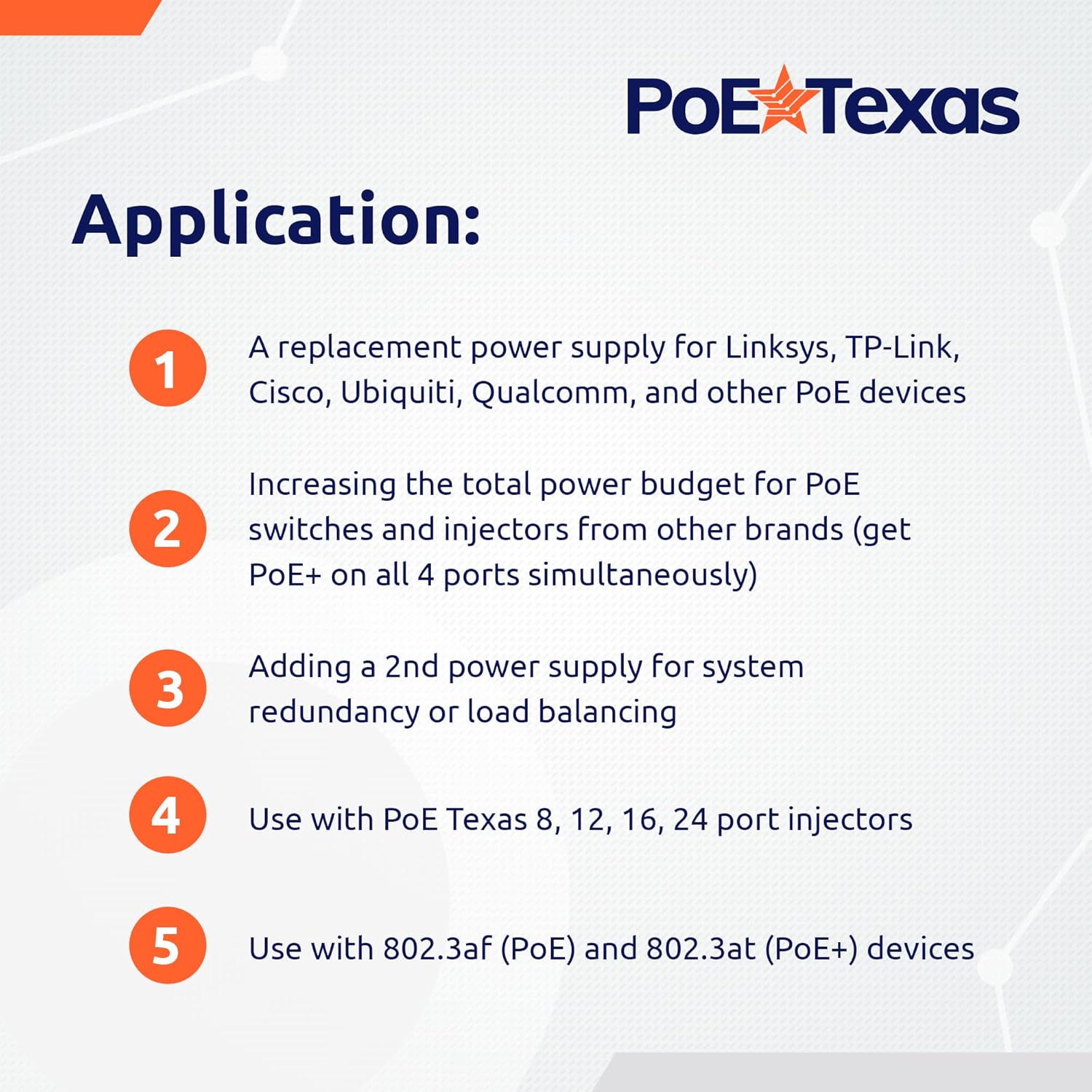 PoE Texas Power Supplies Power Supply 56V 120W - UL/FCC Certified