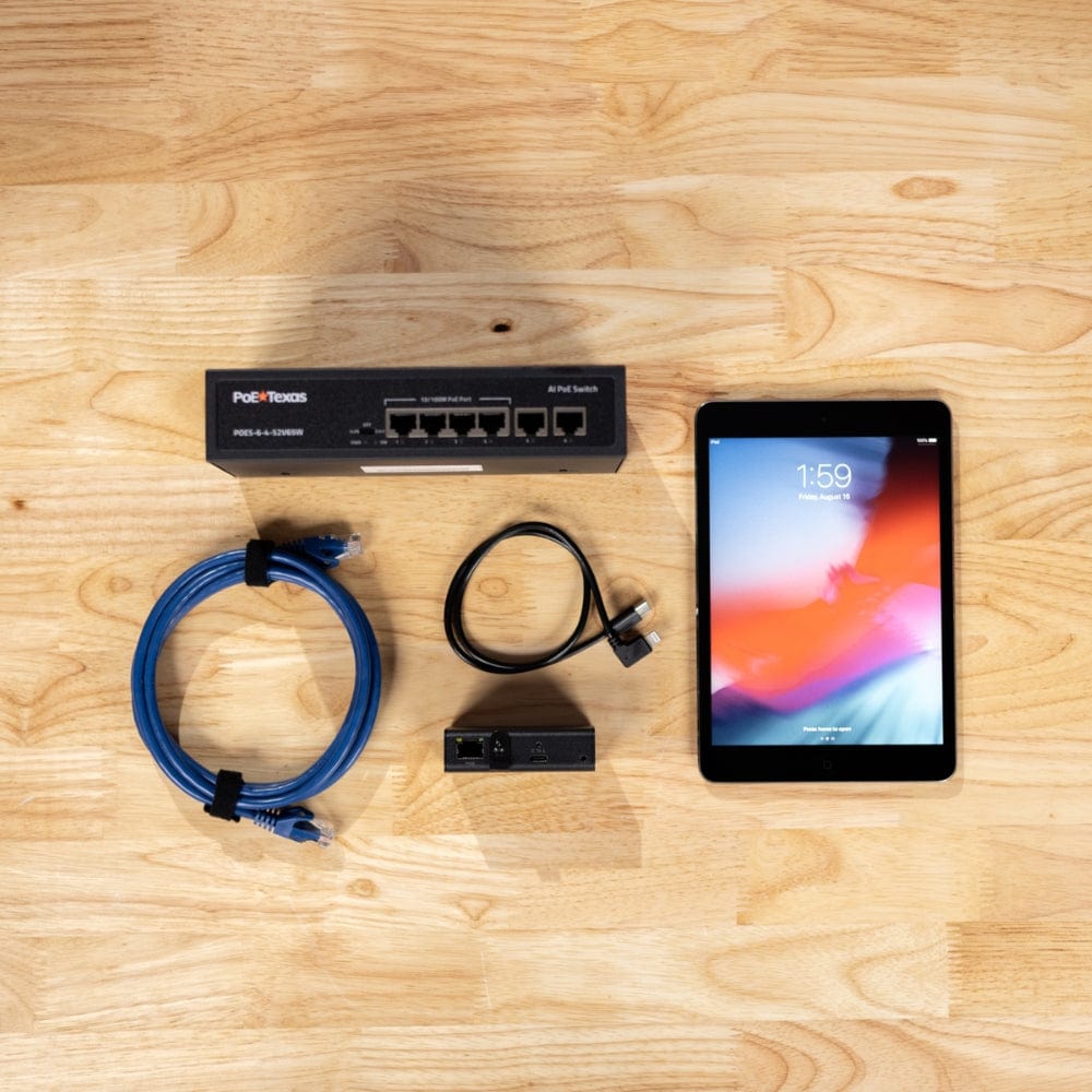 PoE Texas Splitter 802.3af Ethernet Power and Wired Data in Aluminum Enclosure for Conference Rooms, Mounted Tablets & More - Extend PoE up to 328 Feet