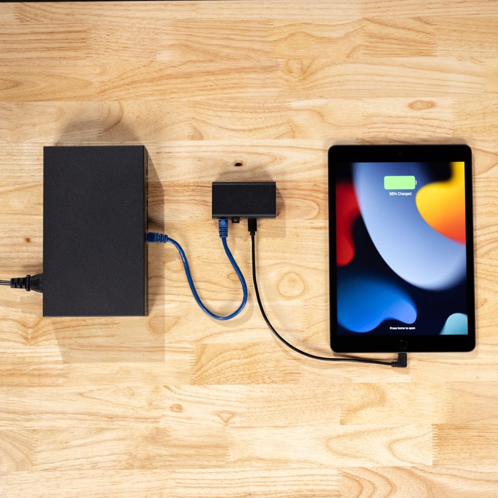 PoE Texas Splitter 802.3af Ethernet Power and Wired Data in Aluminum Enclosure for Conference Rooms, Mounted Tablets & More - Extend PoE up to 328 Feet