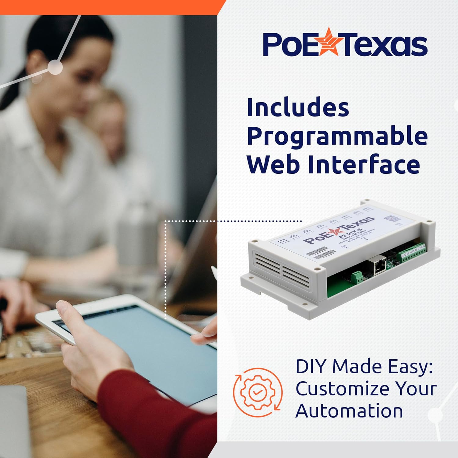 PoE Texas Splitter AF-RLY-8 - 8 Channel Output + 8 Channel Input Network PoE Powered Relay Module