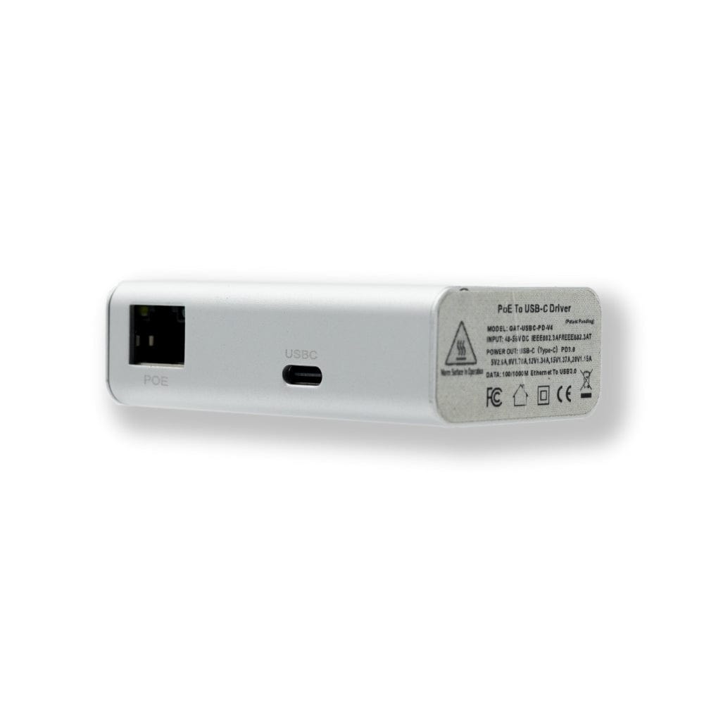 POE Texas Splitter Patented GAT-USBC-PD-V4 Gigabit PoE+ (802.3at) to USB-C Power + Data Delivery with 25 Watt Output - USB-C compatible w/ iPad Pro 12.9", Surface Go, Galaxy Tab