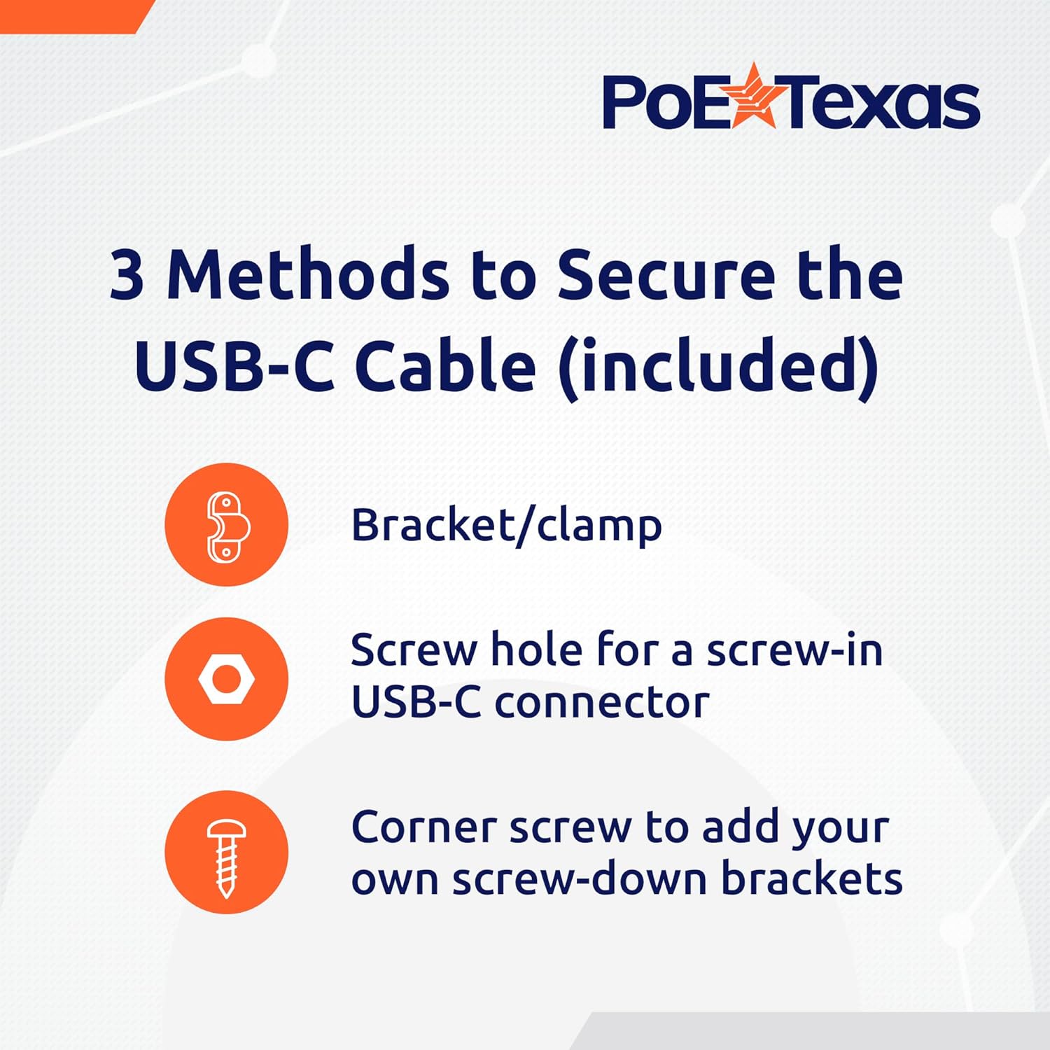 POE Texas Splitter Patented Gigabit PoE+ (802.3at) to USB-C Power + Data Delivery with 25 Watt Output - USB-C compatible w/ iPad Pro 12.9", Surface Go, Galaxy Tab - USB-C Cable Included