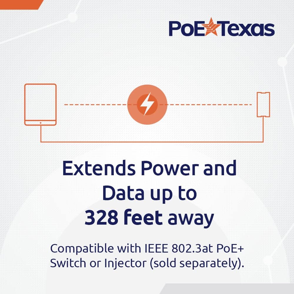 POE Texas Splitter POE+ to USB-C Power + Data with USB-A Port