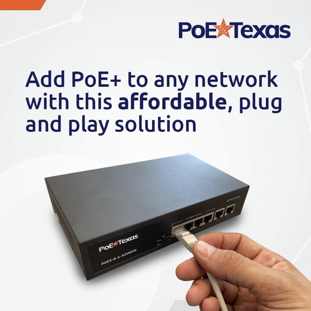 PoE Texas Switch 4-Port Gigabit 802.3af/at PoE Switch for Video, Tablet & Security Applications