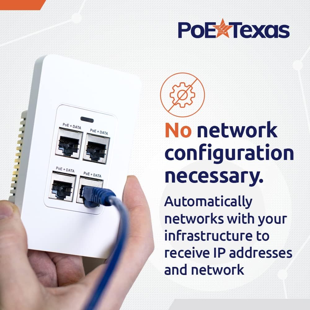 PoE Texas Switch 4 Port In-Wall Gigabit PoE Extender with IEEE 802.3bt Uplink Power