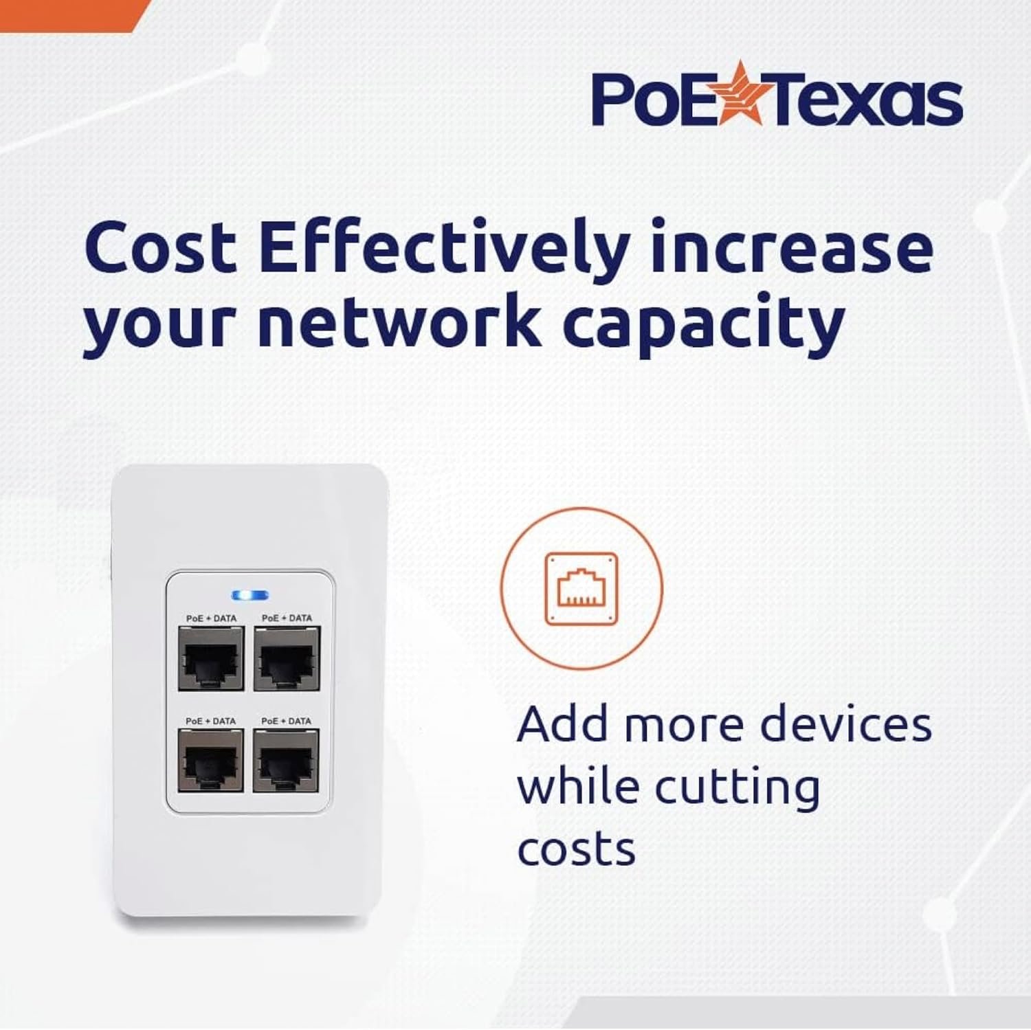 PoE Texas Switch 4 Port In-Wall Gigabit PoE Extender with IEEE 802.3bt Uplink Power