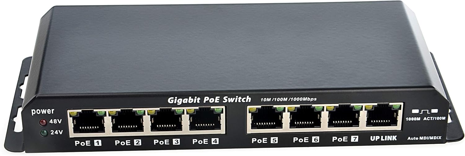 PoE Texas Switch 8 Port Gigabit PoE Switch with 7 PoE Ports and 1 Uplink