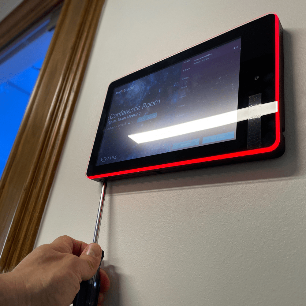 PoE Texas Display 10" Touchscreen Room Scheduler with Highly Visible LED Ring