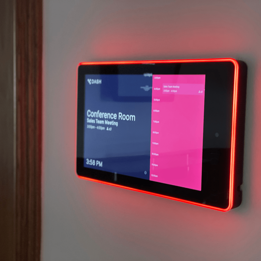 PoE Texas Display 10" Touchscreen Room Scheduler with Highly Visible LED Ring