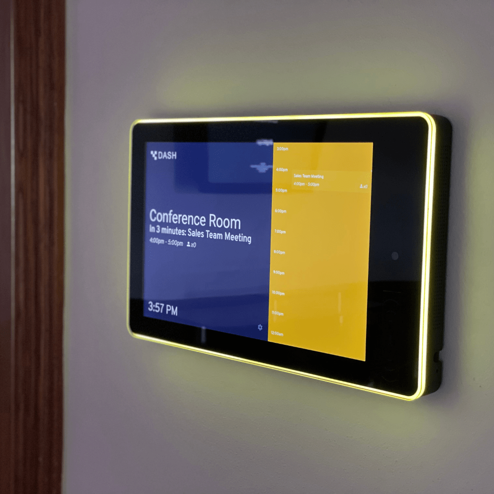 PoE Texas Display 10" Touchscreen Room Scheduler with Highly Visible LED Ring