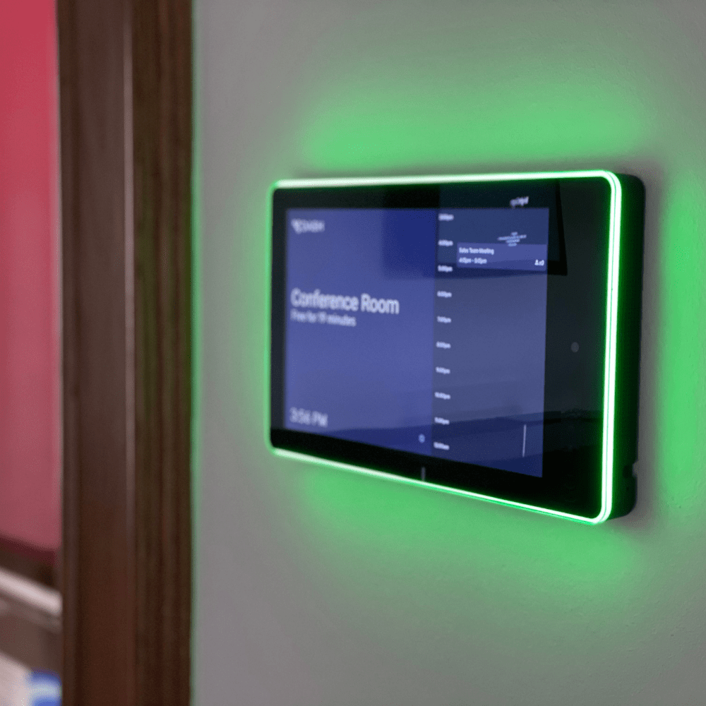 PoE Texas Display 10" Touchscreen Room Scheduler with Highly Visible LED Ring