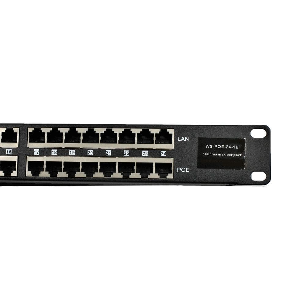 PoE Texas Injector 24-Port Rack Mount 10/100 PoE Injector with 24 Volt 120 Watt Power Supply