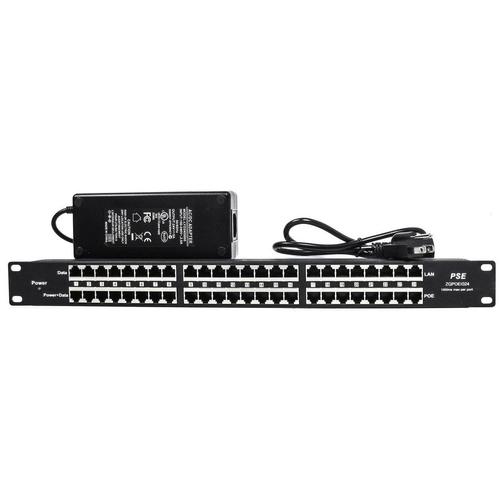 PoE Texas Injector 24-Port Rack Mount 10/100 PoE Injector with 24 Volt 120 Watt Power Supply