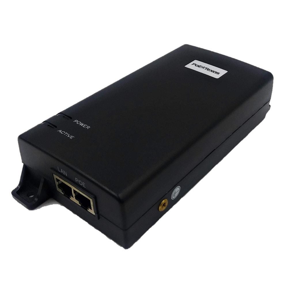PoE Texas Injector Gigabit PoE++ (802.3bt) Dual Signature Injector with 55 Volt 60 Watt Output for Indoor without Surge Protection