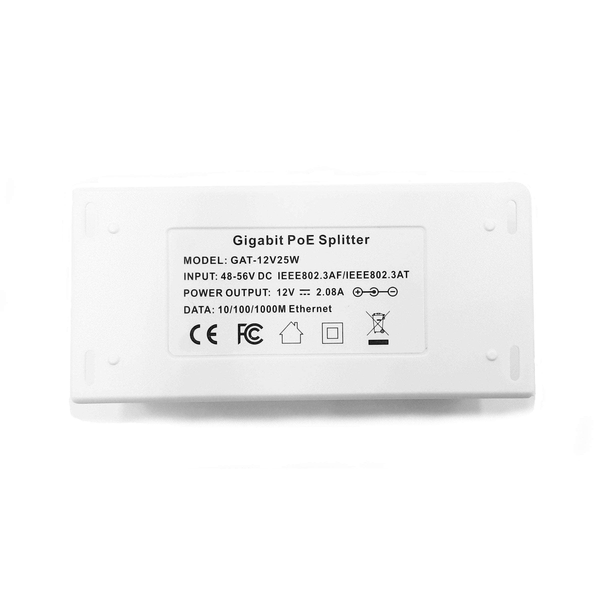 POE Texas Splitter Gigabit Inline PoE+ (802.3at) Splitter/Converter for 12 Volt 25 Watt Devices