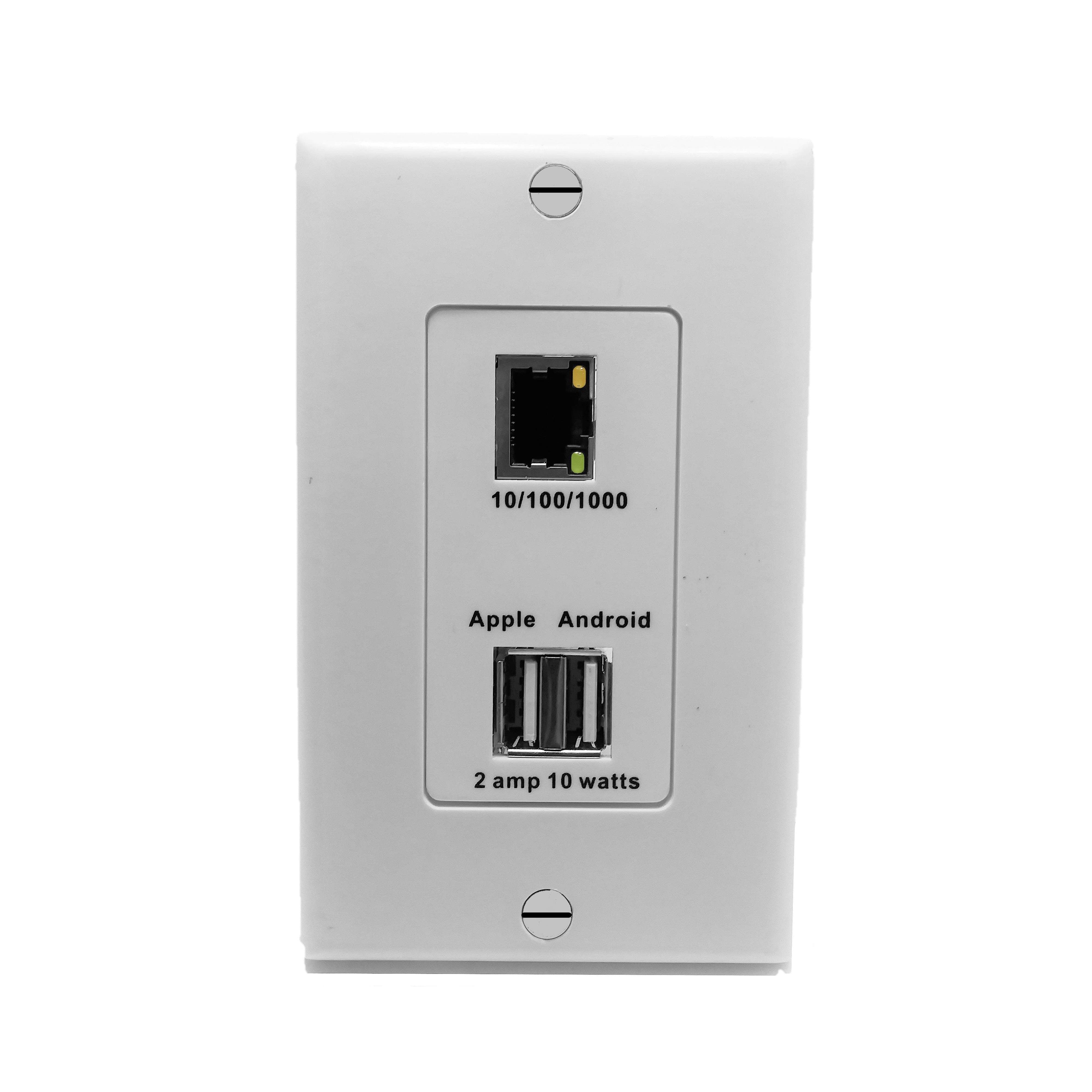 PoE Texas Splitter In-Wall PoE Splitter with Gigabit Data + Two USB Charging Ports
