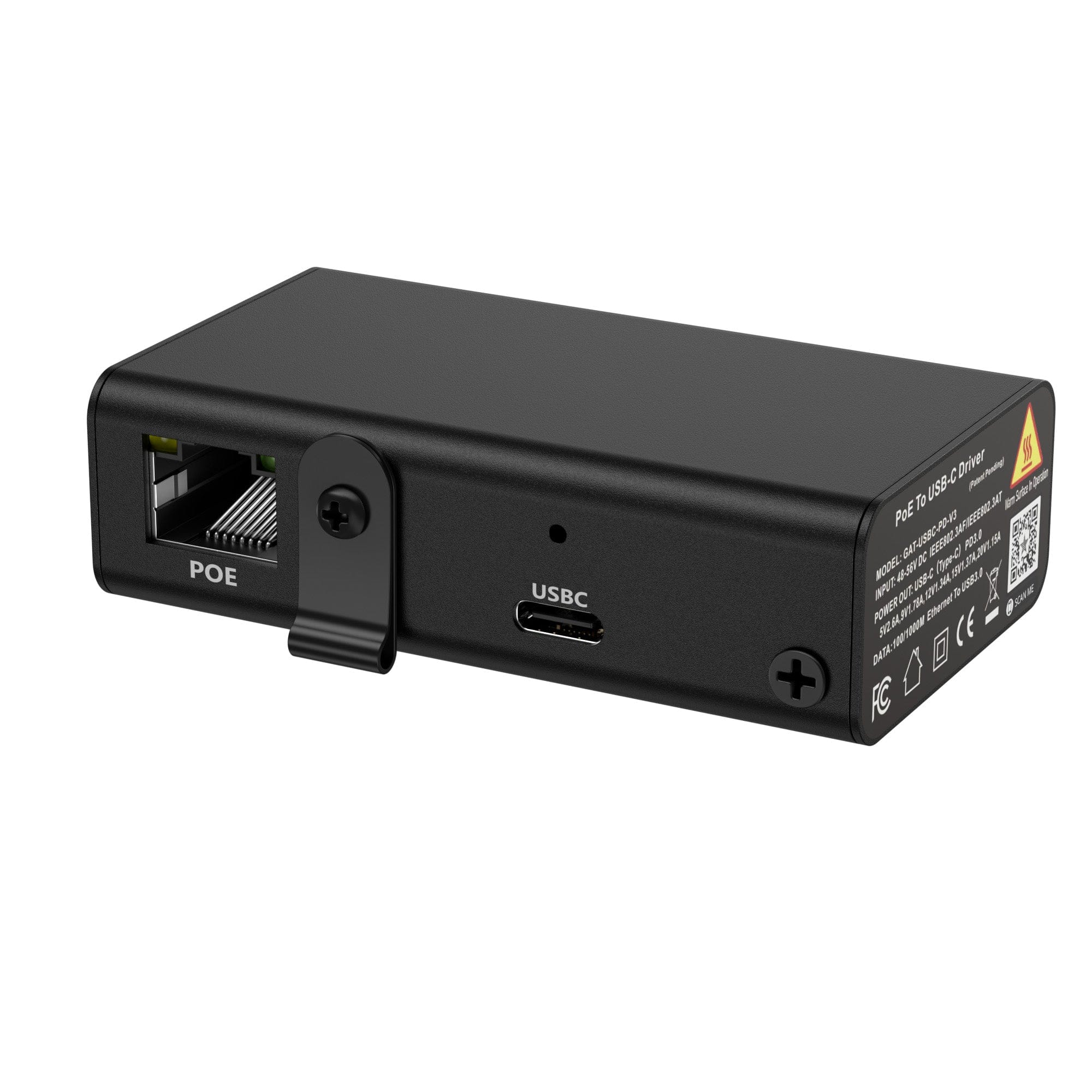 POE Texas Splitter New! Gigabit PoE+ (802.3at) to USB-C Power + Data Delivery with 25 Watt Output - USB-C compatible w/ iPad Pro 12.9", Surface Go, Galaxy Tab - USB-C Cable Included