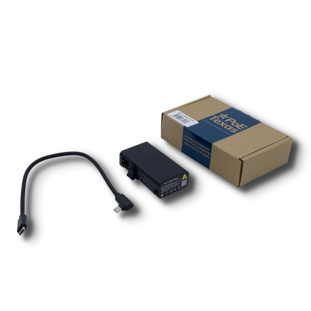POE Texas Splitter New! Gigabit PoE+ (802.3at) to USB-C Power + Data Delivery with 25 Watt Output - USB-C compatible w/ iPad Pro 12.9", Surface Go, Galaxy Tab - USB-C Cable Included