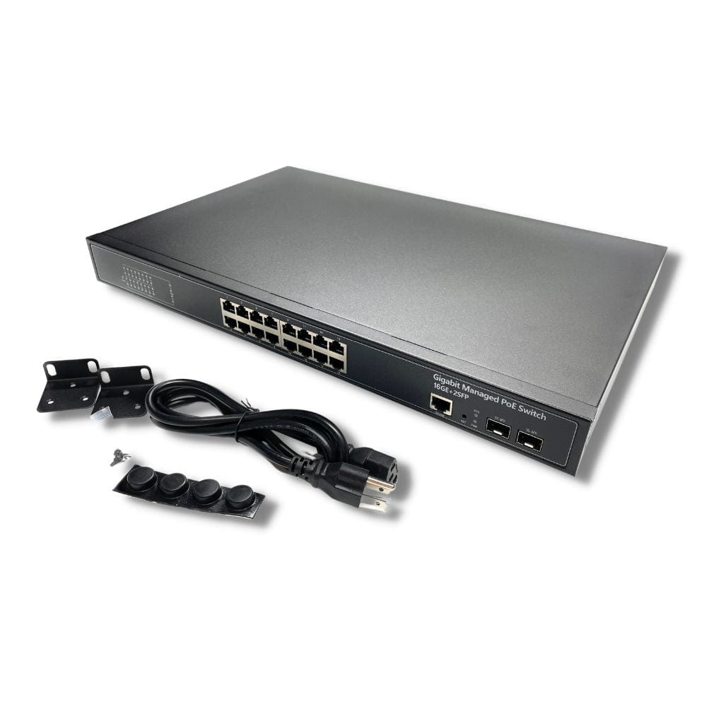 POE Texas Switch 16-Port Gigabit Layer 2 Managed PoE+ (IEEE 802.3at) Switch