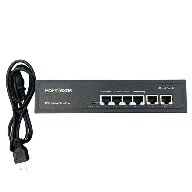 PoE Texas Switch 4-Port Gigabit 802.3af/at PoE Switch for Video, Tablet & Security Applications