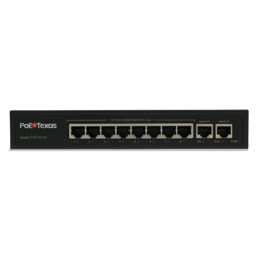 PoE Texas Switch 8-Port Gigabit 802.3af/at PoE Switch for Video, Tablet & Security Applications