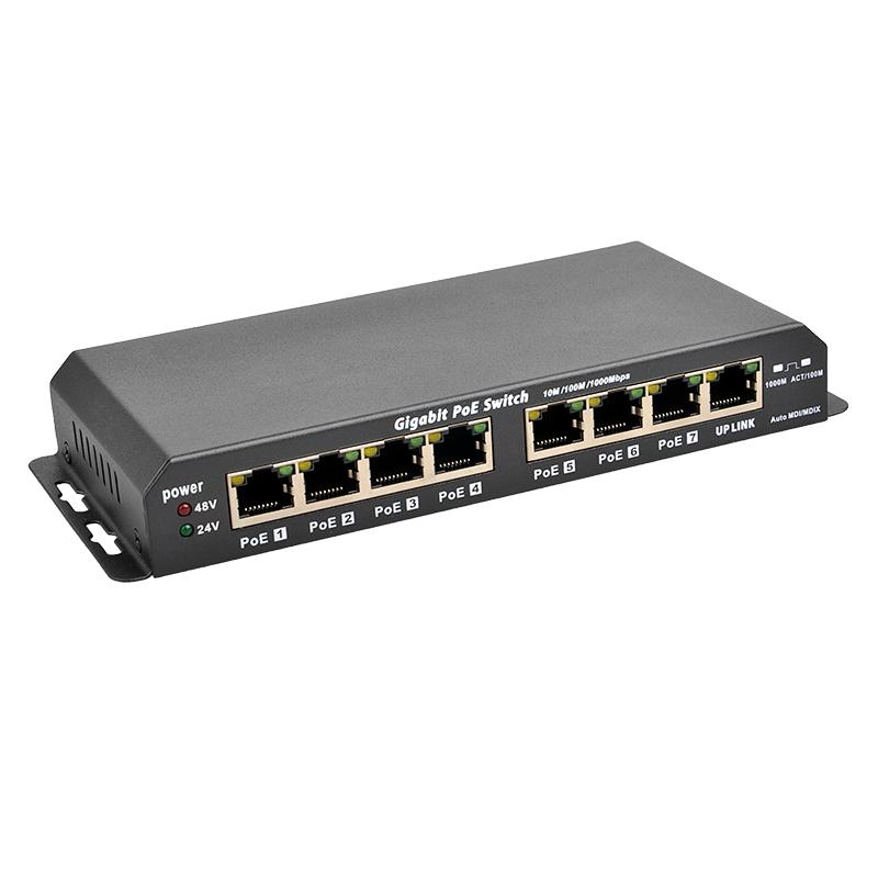 PoE Texas Switch 8 Port Gigabit PoE Switch with 7 PoE Ports and 1 Uplink