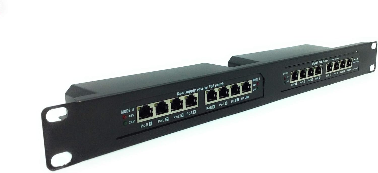 PoE Texas Accessories 1U Rack Mount for Two POES-8-7 or One GPOES-8-7AB Unmanaged Switch (Sold Separately)