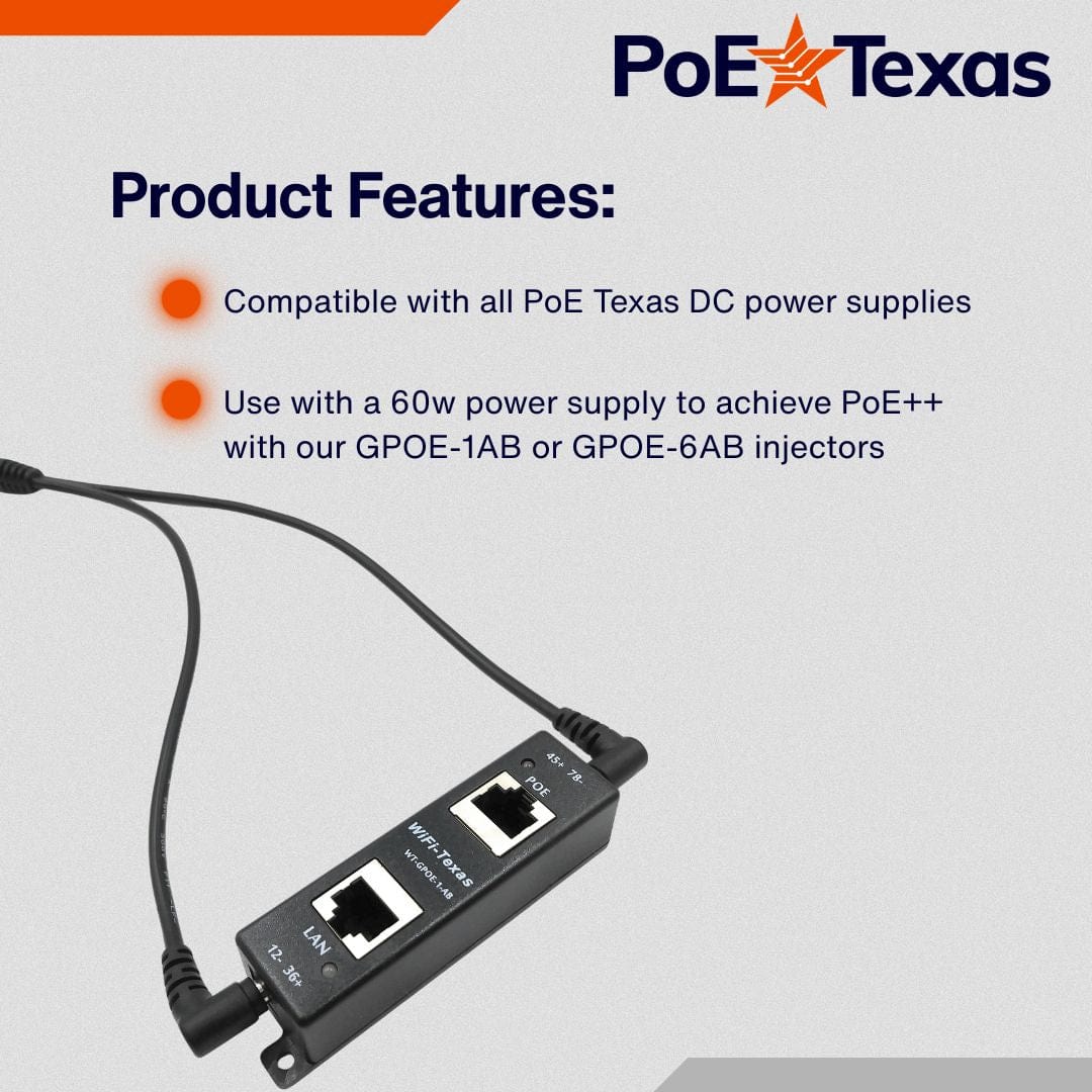 PoE Texas Accessories 2.1 mm x 5.5 mm DC Barrel to Two 2.1 mm x 5.5 mm DC Barrel Splitter