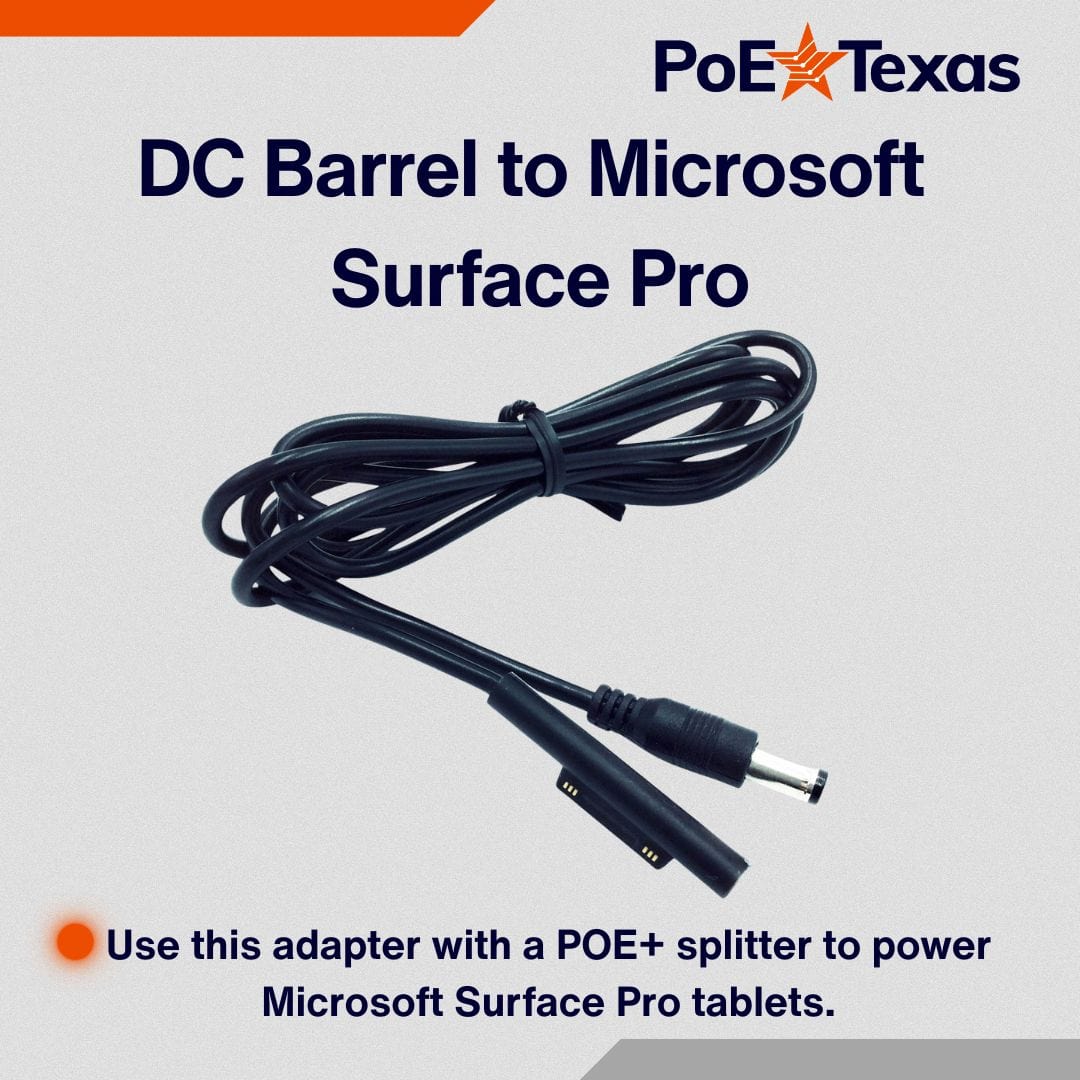 PoE Texas Accessories 2.1mm DC Barrel to Microsoft Surface Pro