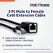 POE Texas Accessories CAT 6 Ethernet Extender Cable 3 ft Male to Female 2 Pack