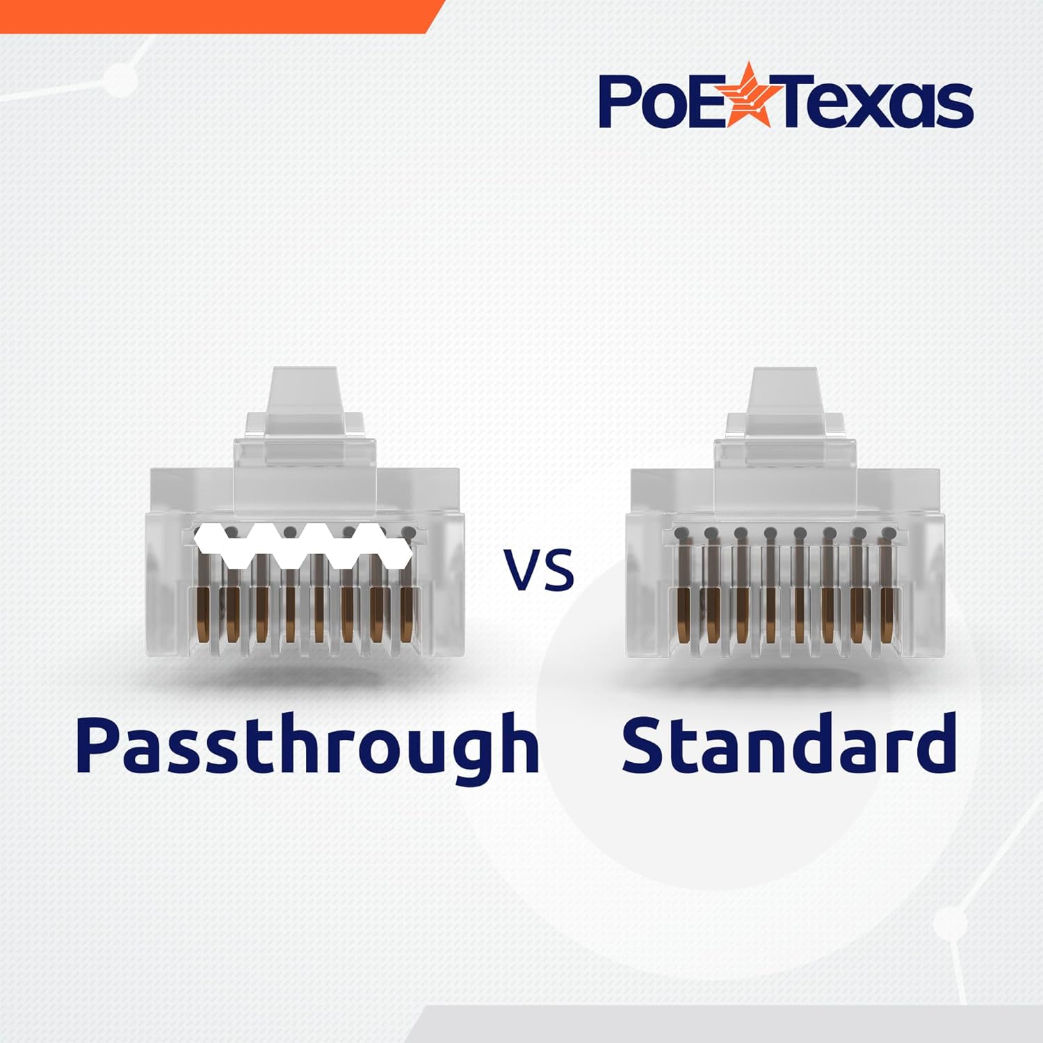 POE Texas Accessories CAT 6 RJ-45 Standard Connector 100 Pack