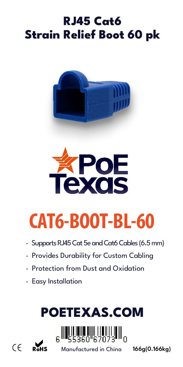 POE Texas Accessories CAT 6 RJ-45 Strain Relief Boot 60 Pack