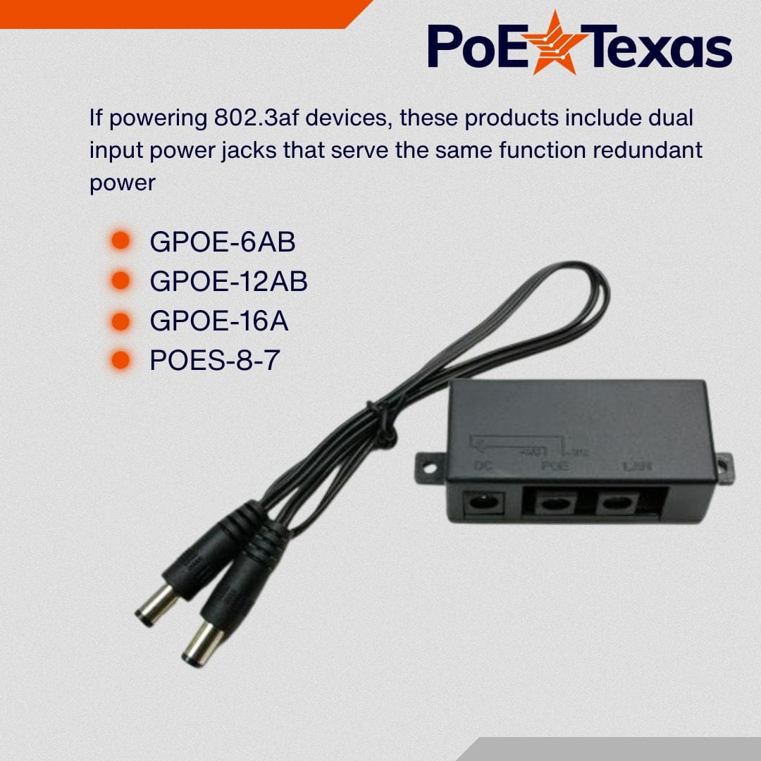 PoE Texas Accessories Dual DC Power Input for Backup Power